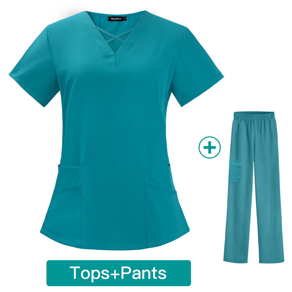 New Design Medical Scrub Sets TRS Polyester Spandex Stretchy Hospital Adar Medical Scrubs Uniforms