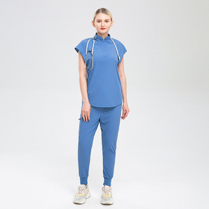 sexy slim fit stand collar medical scrubs set women medical scrubs for full functionality