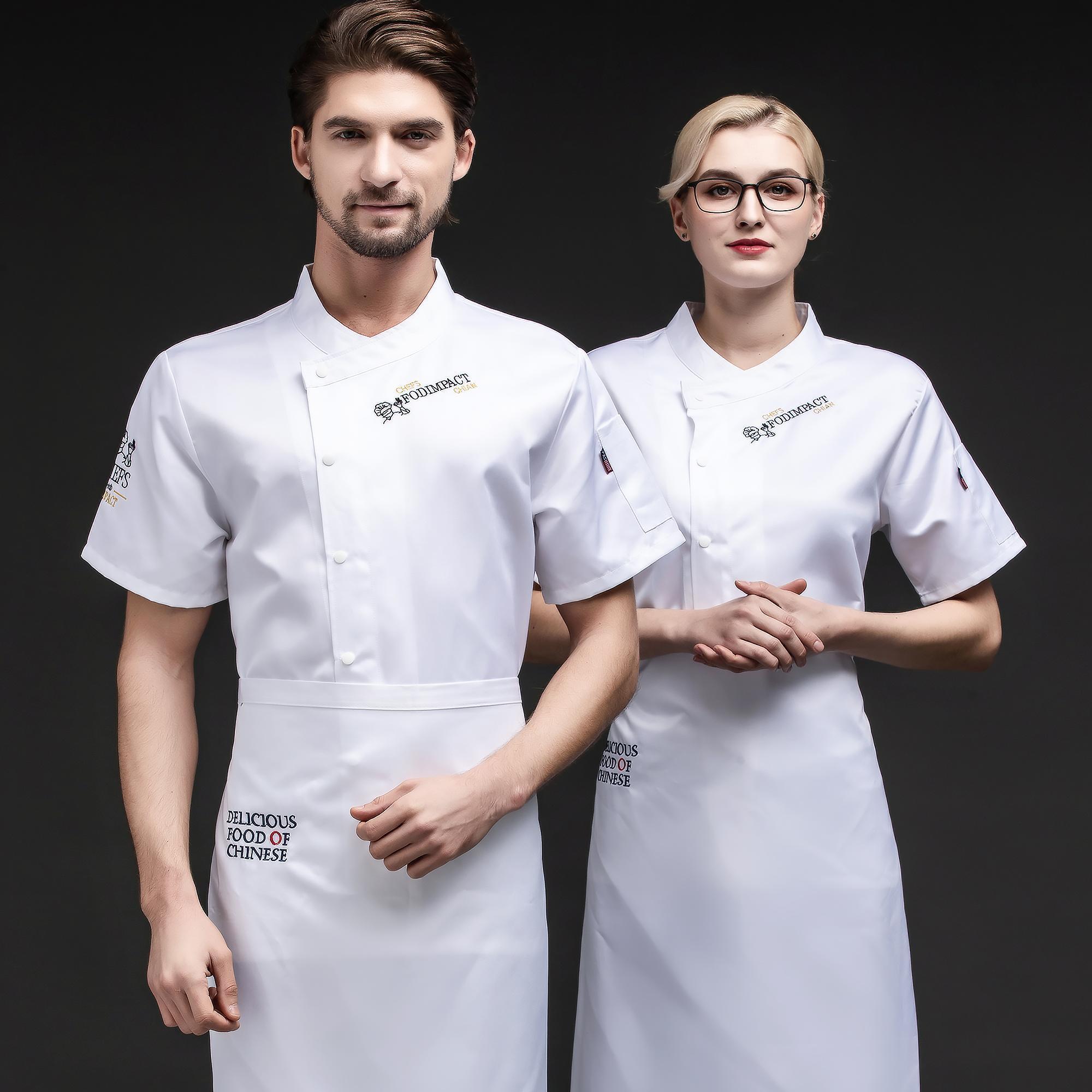 china restaurant & bar uniforms hotel cook men and women fitted kitchen jacket white fabric chef coat Italian uniform