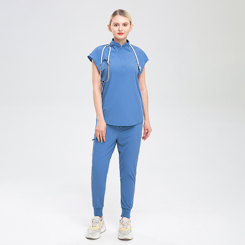 sexy slim fit stand collar medical scrubs set women medical scrubs for full functionality