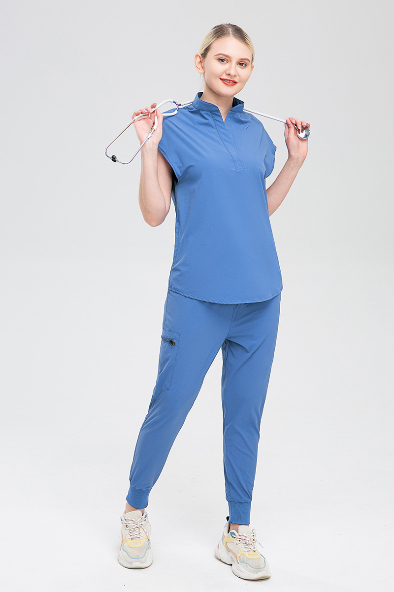 sexy slim fit stand collar medical scrubs set women medical scrubs for full functionality