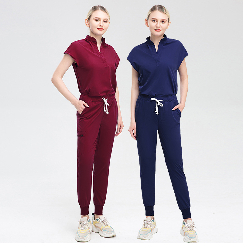 sexy slim fit stand collar medical scrubs set women medical scrubs for full functionality