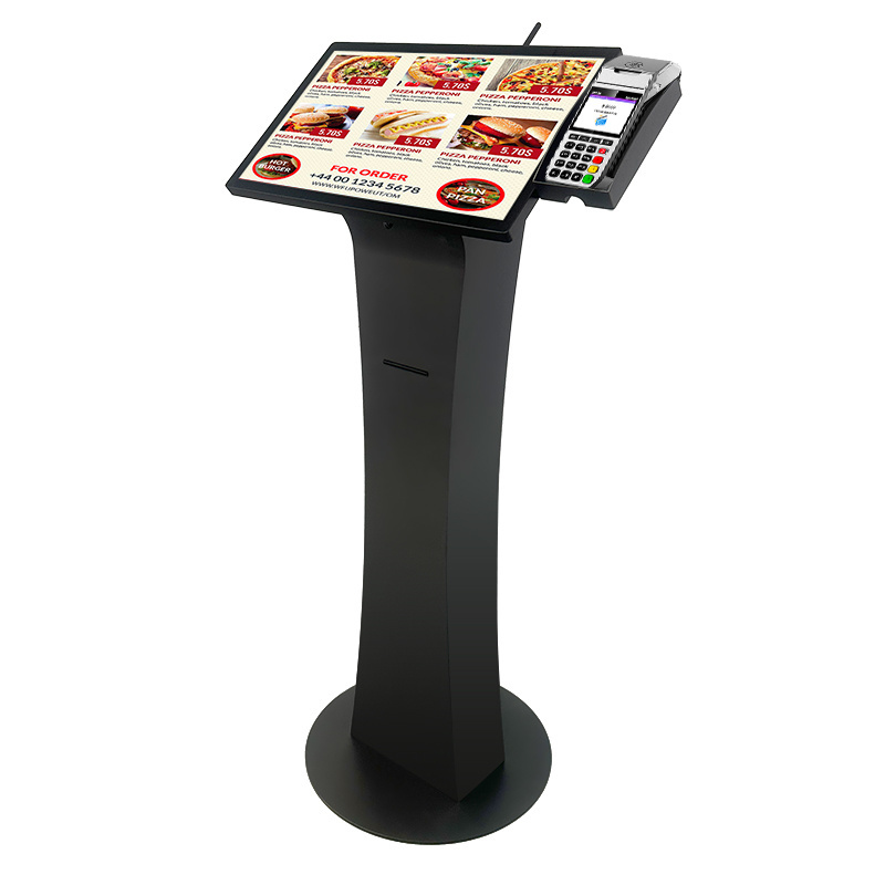 coffee shop snack bar kfc floor stand wifi mall printer all in one touch screen self service ordering payment checked pos kiosk