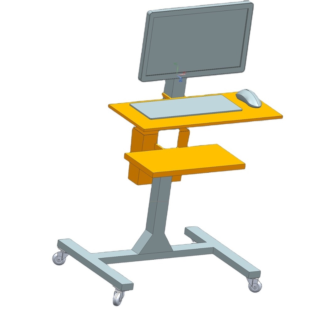 Rolling Computer Cart Mobile Workstation with Tray Monitor Mount and CPU Holder Mobile Stand for Office and Industrial computer