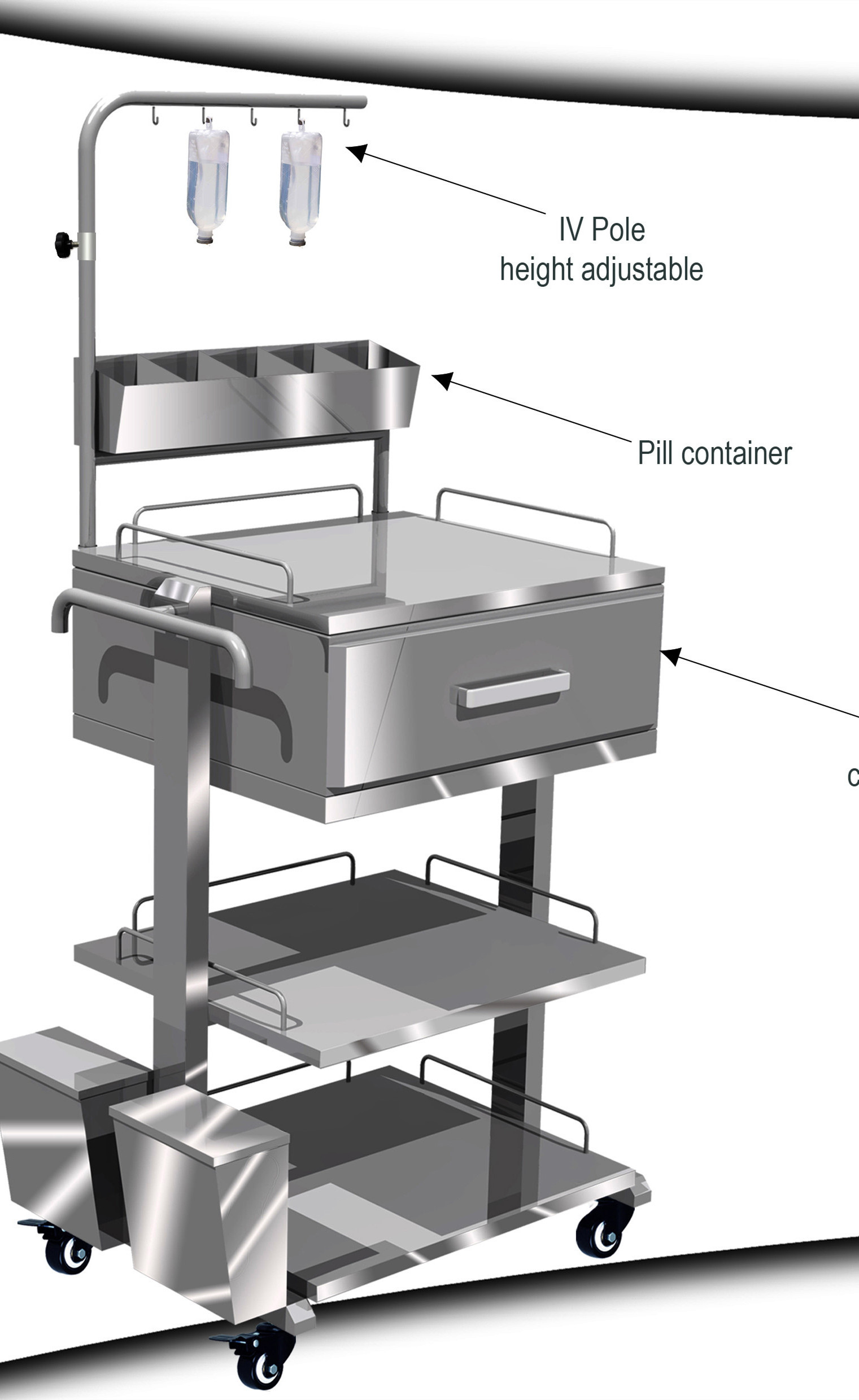 Rolling Computer Cart Mobile Workstation with Tray Monitor Mount and CPU Holder Mobile Stand for Office and Industrial computer