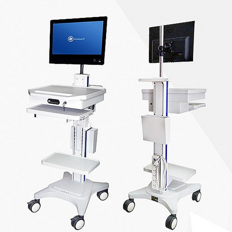 Rolling Computer Cart Mobile Workstation with Tray Monitor Mount and CPU Holder Mobile Stand for Office and Industrial computer