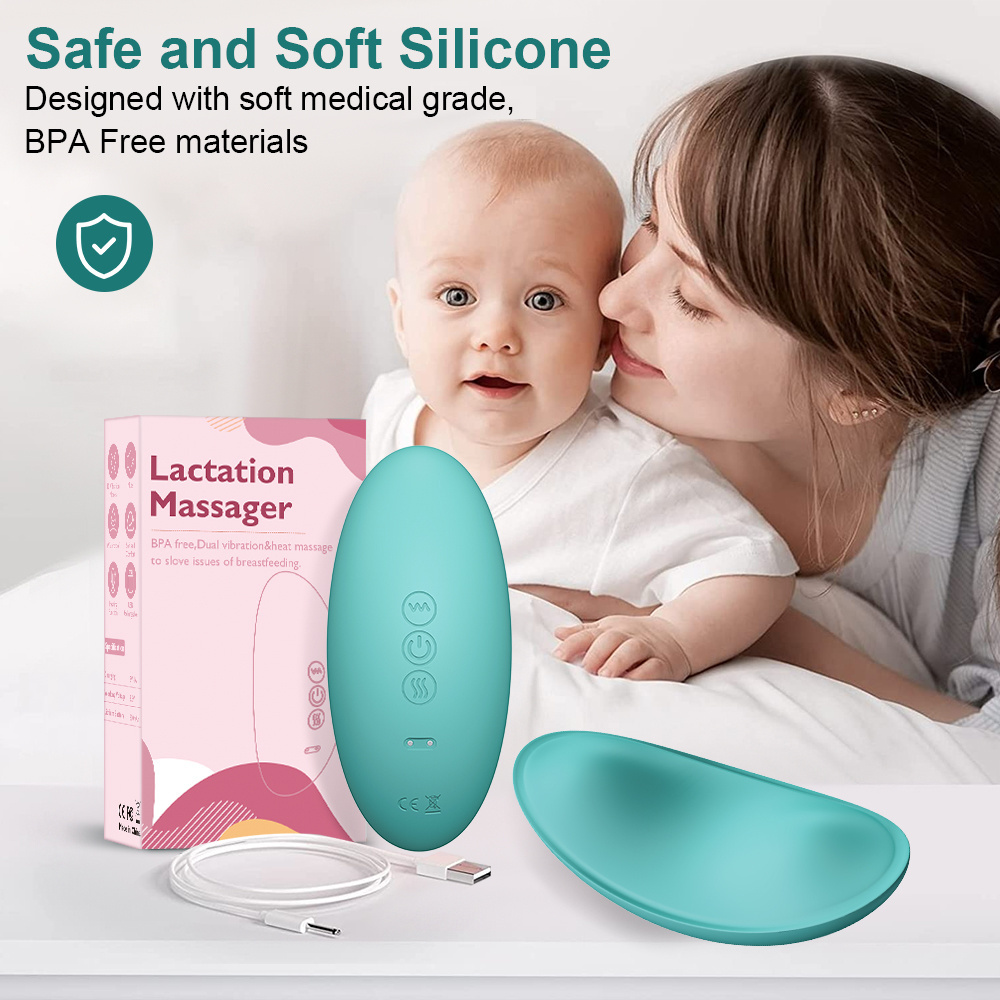 Double Baby Heat Vibration Youha Breast Warming Lactation Massager Silicon With Heat Breastfeeding For Lactating Woman