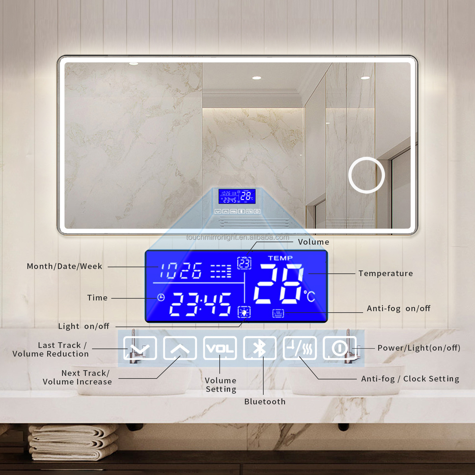 smart vanity mirror led bathroom mirror bluetooth led mirror lights with bluetooth speaker