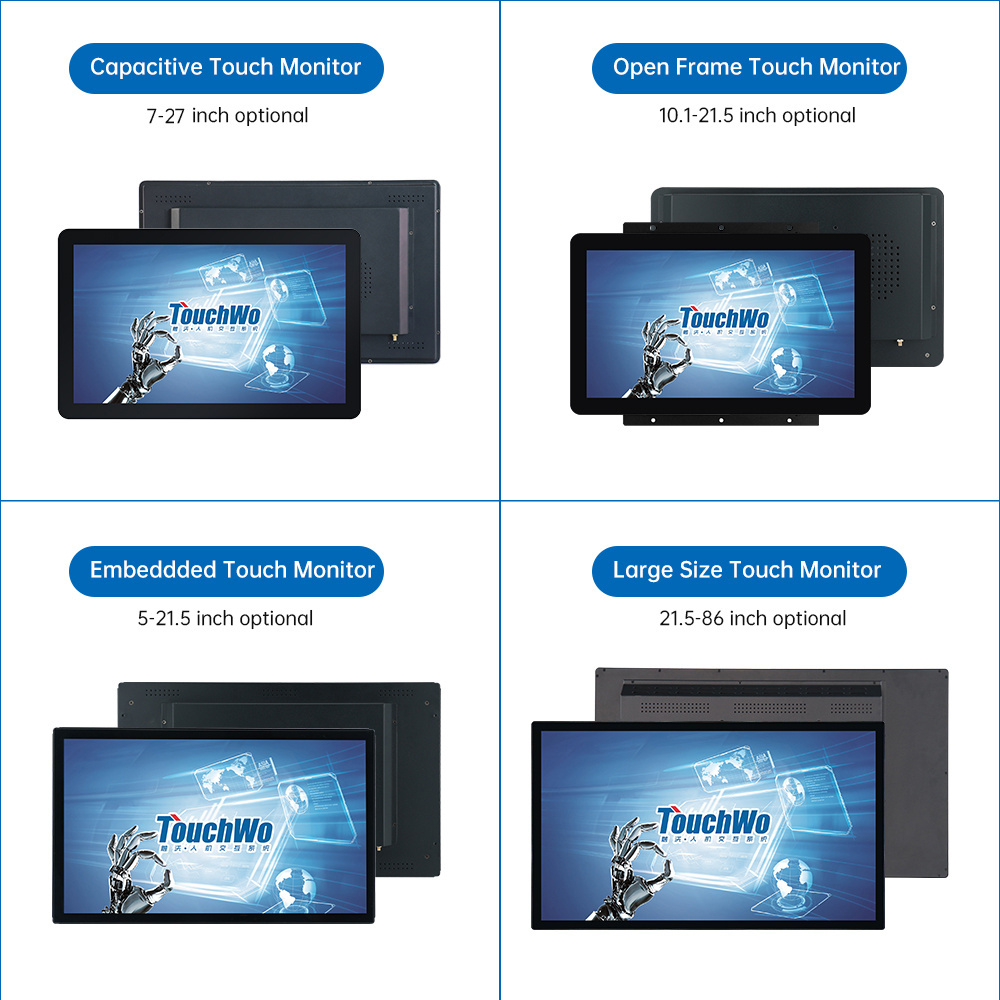 TouchWo custom logo hmi display touch screen ip65 waterproof capacitive touch screen monitor industrial lcd monitor