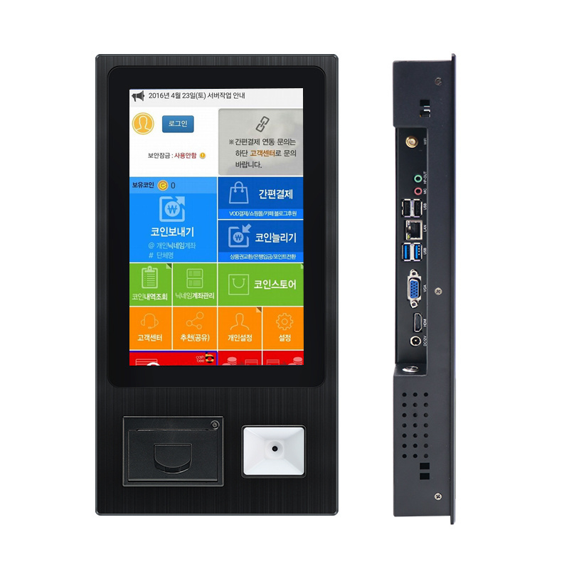 10.1 13.3 15.6 Inch Touchscreen Sdk Wall Mounted Free Standing Kiosks Self Service Payment Kiosk With QR Bar Code 58mm Printer