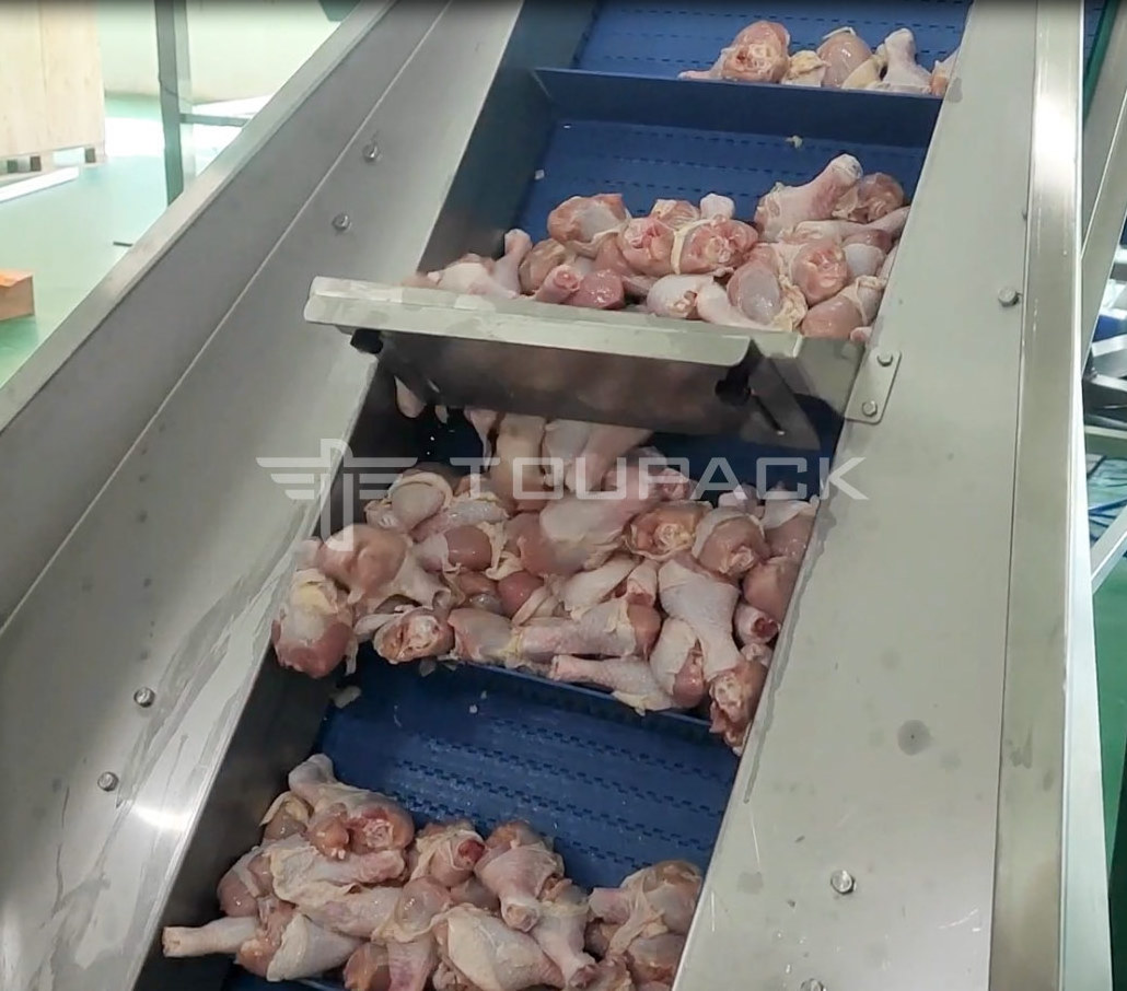 Full Automatic Food Grade Frozen Chicken Leg Frozen Food Packing Machine With Multihead Weigher