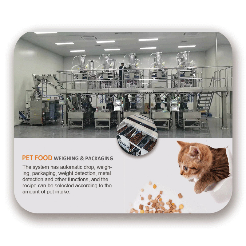 Full Automatic Multi Head Weighing VFFS 10 Heads Weigher Pet Food Packaging Machines With CE Approved