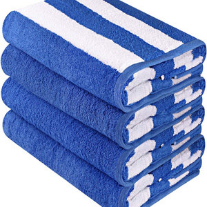 High Quality Custom Terry Towels Swimming Pool Woven Luxury Wholesale Bulk Hotel 100% Cotton Bath Stripe Beach Tow