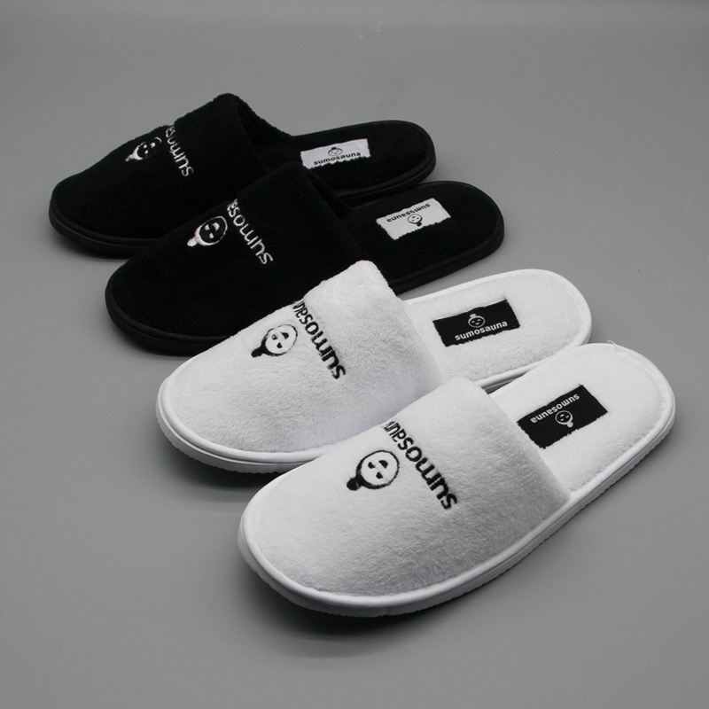 OEM Custom Logo Personalized Wholesale Luxury Cheap White Washable Hotel Room Spa Guest Disposable Cotton Terry Slippers