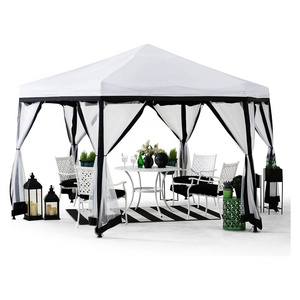 Portable Canopy Tent 11x11 ft. Outdoor Hexagon Steel Frame Soft Top Pop Up Gazebo pagoda tent black