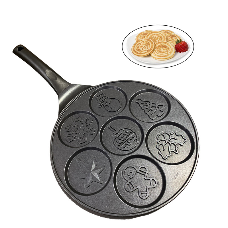 Modern Korean kitchen Cookware 7 holes 26cm Mini Pancake Non-stick frying pan Waffle baking cooking omelette Egg Wok frying pan