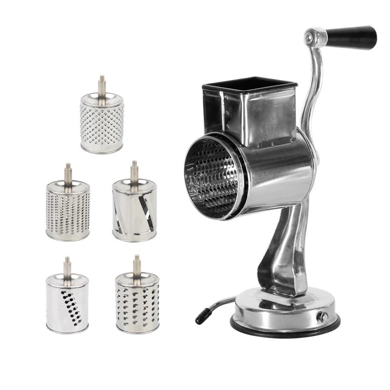 4 In 1 Manual Stainless steel drum vegetable cutter Mandoline Vegetable Slicer veggie chopper with suction cup Kitchen Gadgets