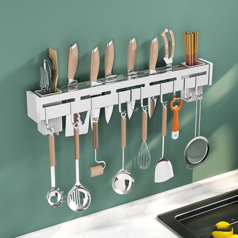 New Design Product Multifunctional Stainless Steel Kitchen Storage Rack Utensils Sundries Organizer Wall Mount Knife Holder