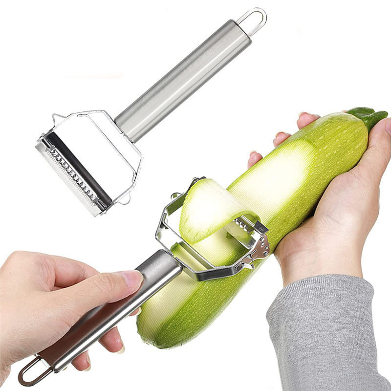 Multipurpose Kitchen Tool Double Head Grater 2 In 1 Vegetable Potato Peeler Stainless Steel Double Ended Paring Knife