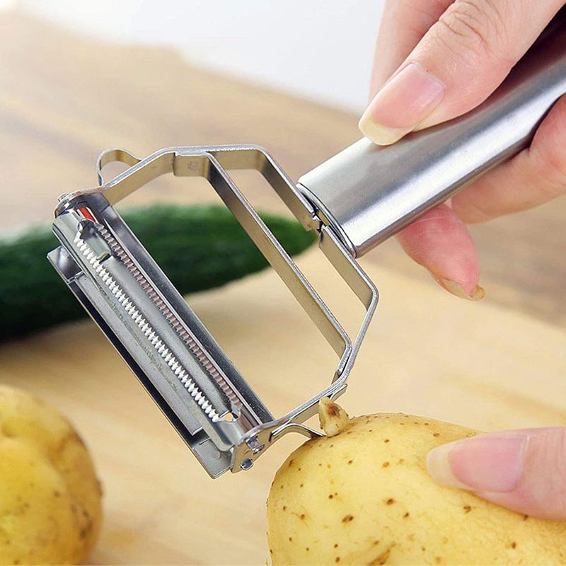 Multipurpose Kitchen Tool Double Head Grater 2 In 1 Vegetable Potato Peeler Stainless Steel Double Ended Paring Knife