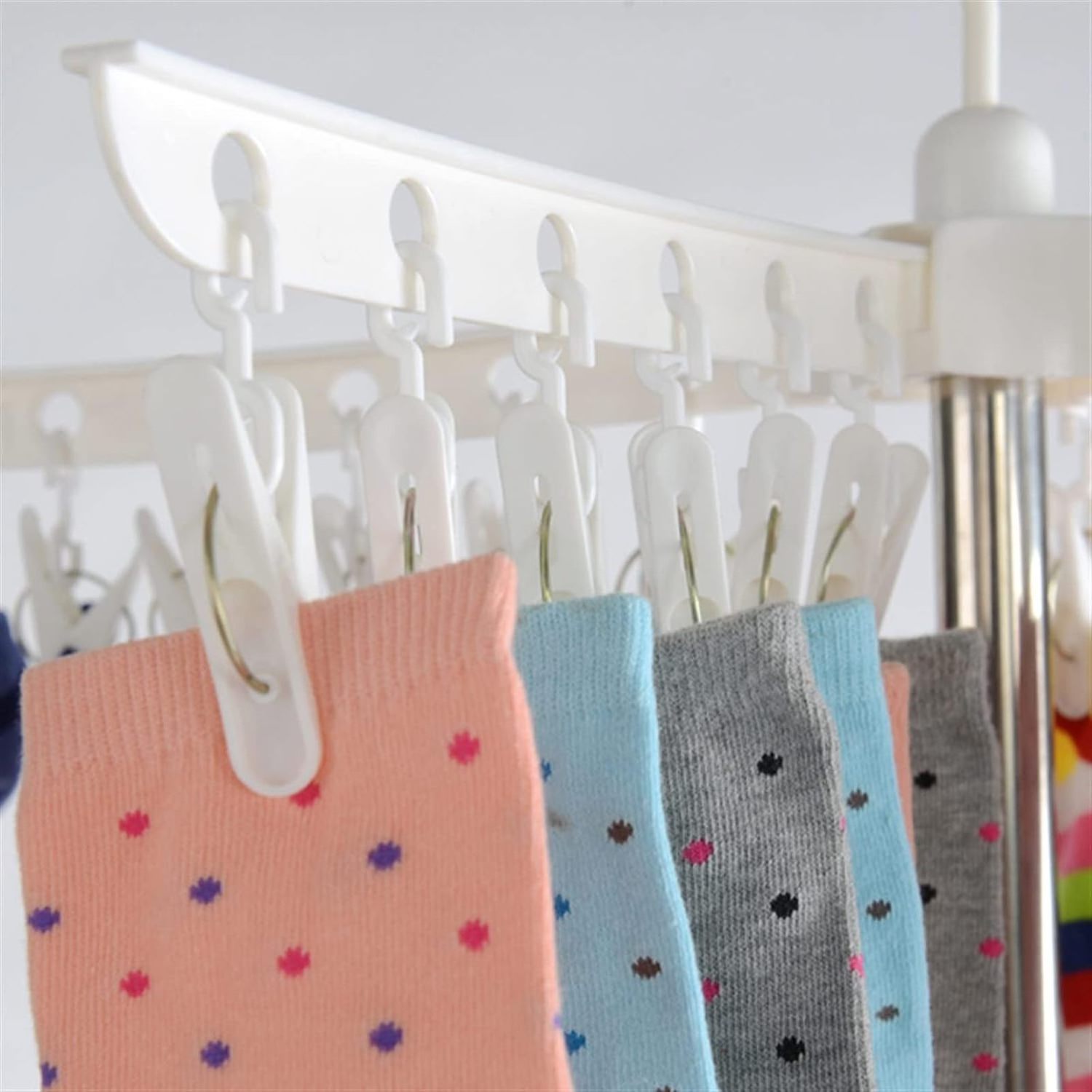 New Creative Products Towel Rack Rotating Collapsible Laundry Hanger 2/3 Tier Folding Kids Cloth Drying Rack For Home