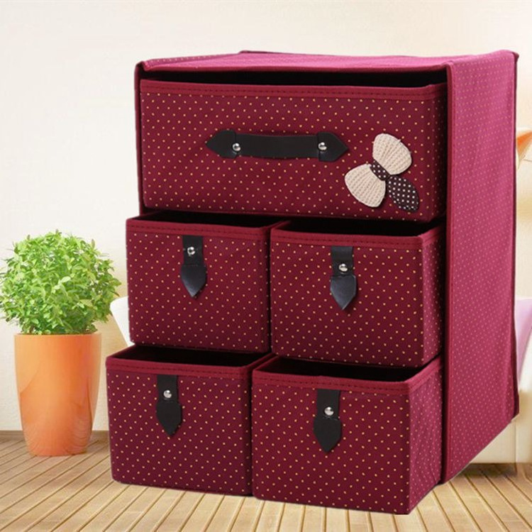 New Custom Logo Fabric Collapsible Cube Folding Drawer Box Thickened Non-woven Fabric Clothes Storage Organizer Box For Sale