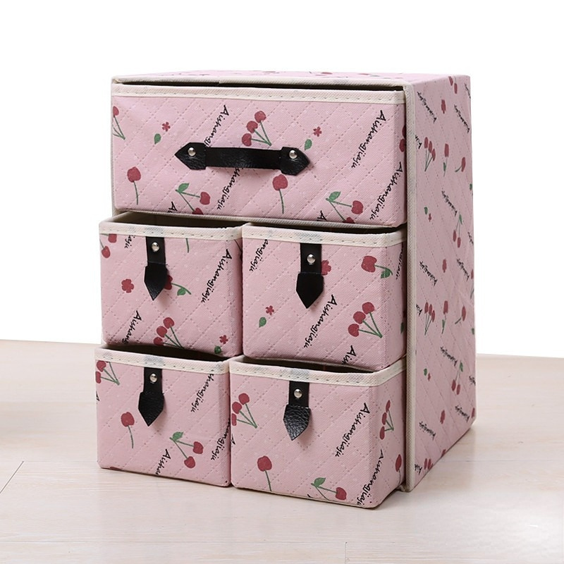 New Custom Logo Fabric Collapsible Cube Folding Drawer Box Thickened Non-woven Fabric Clothes Storage Organizer Box For Sale