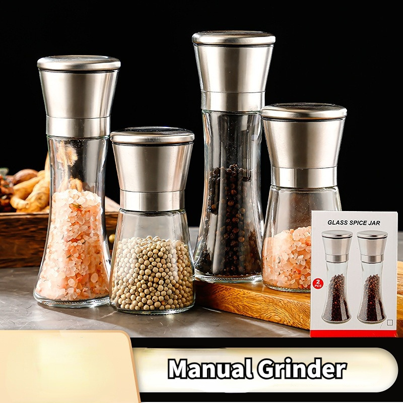 Multifunctional Food Chopper Kitchen Stainless Steel Manual Spice Grinder Salt And Pepper Shakers Set For Home Pepper Mill