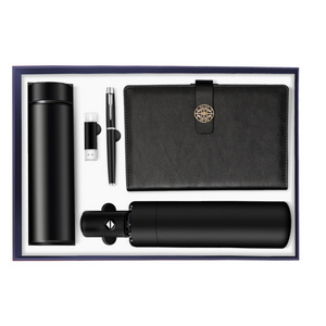 Custom Logo Office Business Anniversary Gift Promotional Vaccum Bottle Pen Notebook Umbrella Corporate Luxury Gift Set