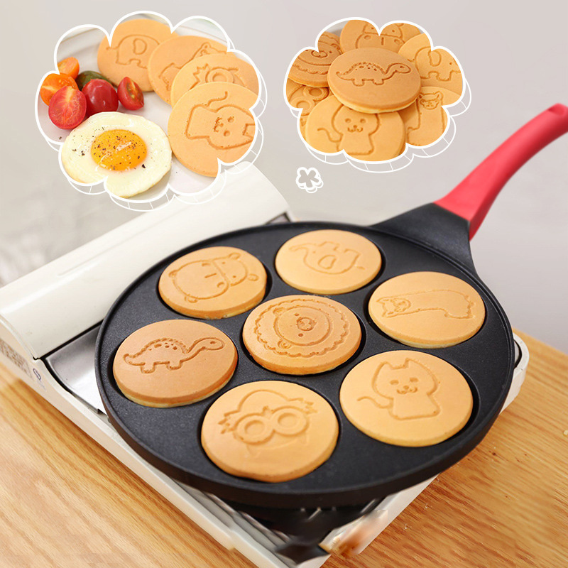 Modern Korean kitchen Cookware 7 holes 26cm Mini Pancake Non-stick frying pan Waffle baking cooking omelette Egg Wok frying pan