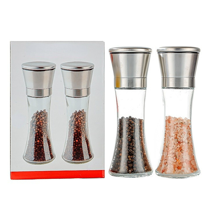 Multifunctional Food Chopper Kitchen Stainless Steel Manual Spice Grinder Salt And Pepper Shakers Set For Home Pepper Mill