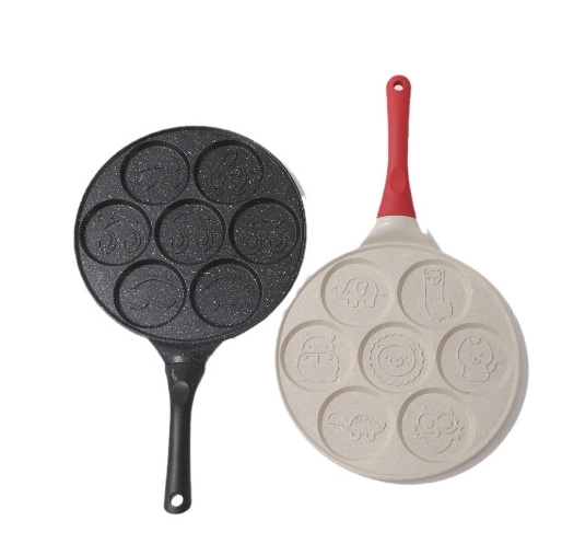 Modern Korean kitchen Cookware 7 holes 26cm Mini Pancake Non-stick frying pan Waffle baking cooking omelette Egg Wok frying pan