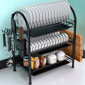 2024 Creative Products New 2 Tier 3 Tier Kitchen Plate Rack Dish Metal Dish Drainer Drying Rack Utensils Double Tiers Dish Rack