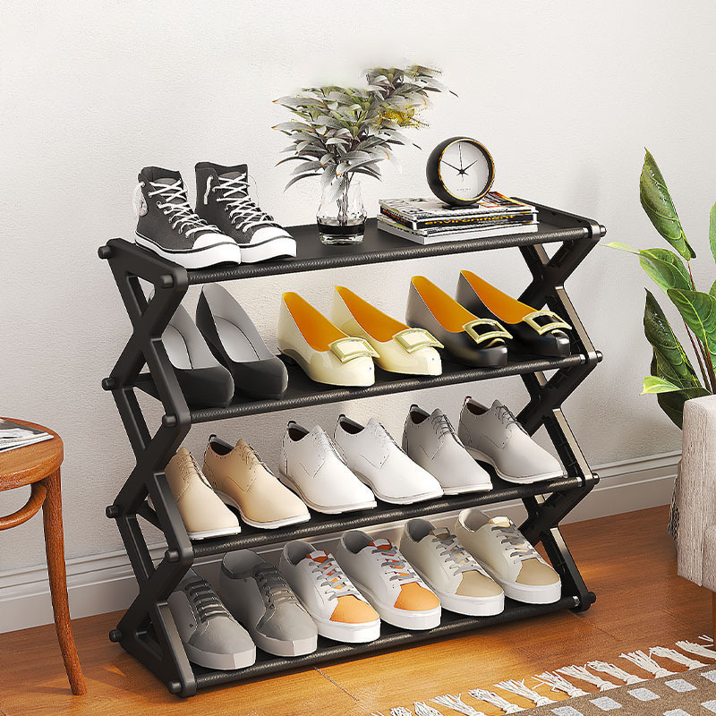 Custom Logo Multi-layered Creativity Home Assembly X-Type Dust Foldable Shoe Storage Rack Metal Shoe Rack