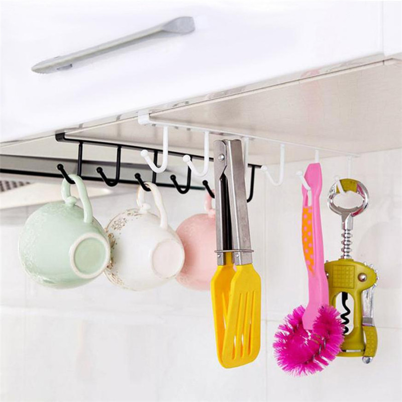 6 Seamless metal hooks kitchen spoon utensils holder Kitchen hook pantry cabinet organizer hanging storage wall storage rack