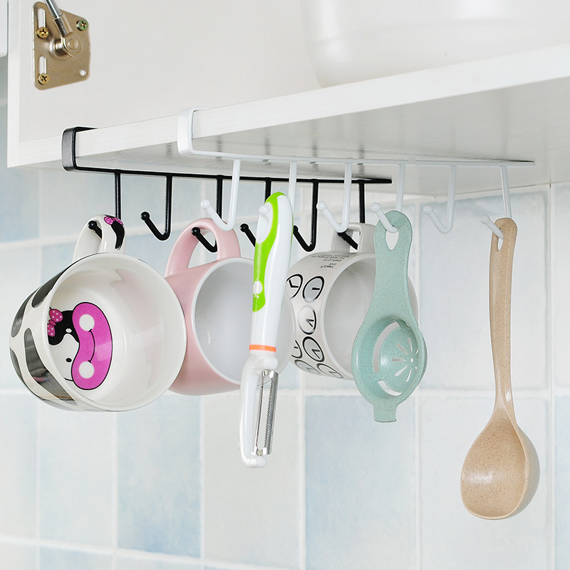 6 Seamless metal hooks kitchen spoon utensils holder Kitchen hook pantry cabinet organizer hanging storage wall storage rack