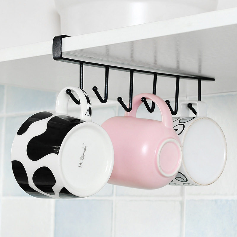 6 Seamless metal hooks kitchen spoon utensils holder Kitchen hook pantry cabinet organizer hanging storage wall storage rack