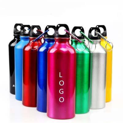 New Custom Logo Outdoor Portable Stainless Steel Aluminum Bicycle Sport Water Bottles With Carabiner Hook