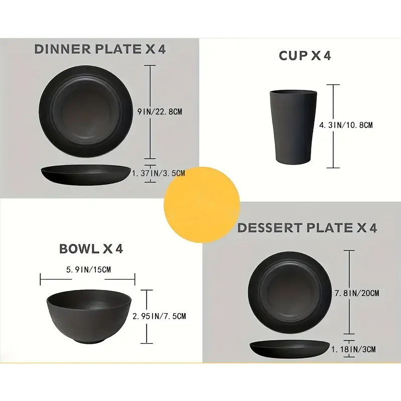 AMZ Creative Product 2024 Kitchen Dinnerware Dinner Plate Restaurant Party wheat straw Plastic cups Plates and Bowls set