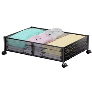 2024 Creative Metal Under Bed Storage Organizer Rack Large Clothes Toy Shoe Organizer Under Bed Storage Container With Wheels