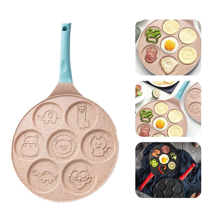 Modern Korean kitchen Cookware 7 holes 26cm Mini Pancake Non-stick frying pan Waffle baking cooking omelette Egg Wok frying pan