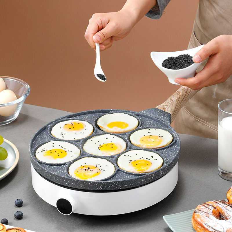 26cm Pot Bottom Diameter Cute Smiley Pattern Non Stick Waffle Mini Egg Pancakes Pan Cooking Pan Set Frying Pan For Kitchen