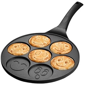 26cm Pot Bottom Diameter Cute Smiley Pattern Non Stick Waffle Mini Egg Pancakes Pan Cooking Pan Set Frying Pan For Kitchen