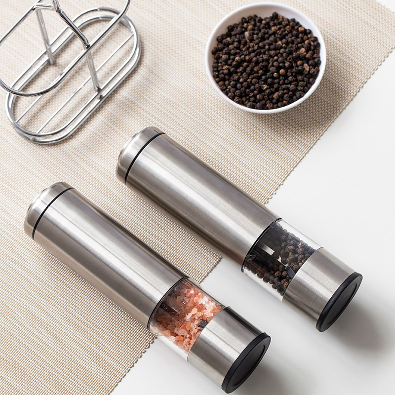 kitchen stainless steel electric spice grinder automatic salt and pepper grinder set for homme electric pepper mill