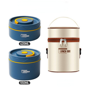 New Multi Layer Microwave Heatable Or Insulated Stainless Steel Round Thermal Bento Lunch Box With Insulation Bag