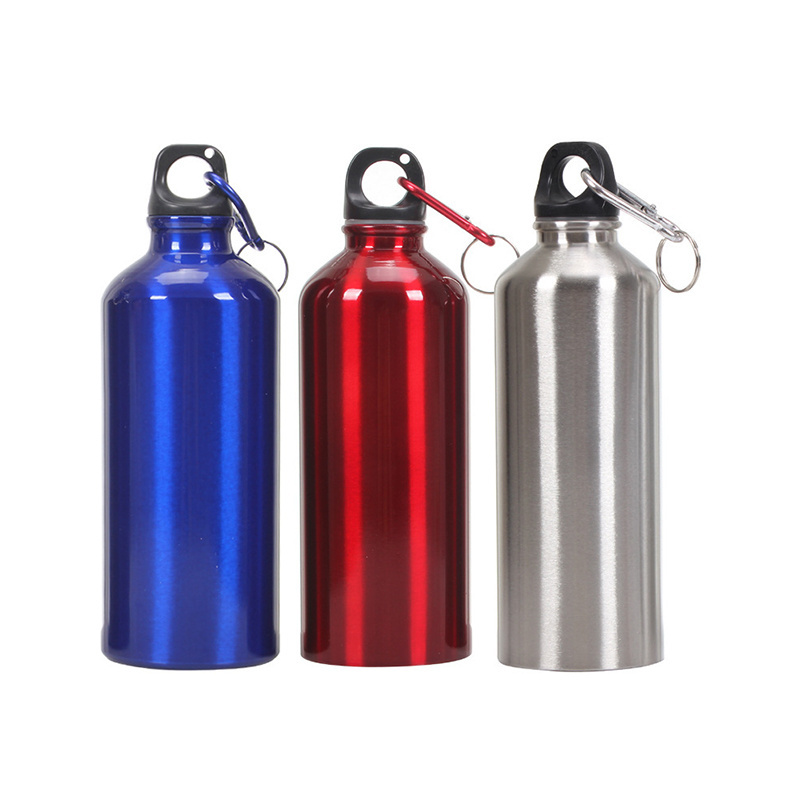 New Custom Logo Outdoor Portable Stainless Steel Aluminum Bicycle Sport Water Bottles With Carabiner Hook