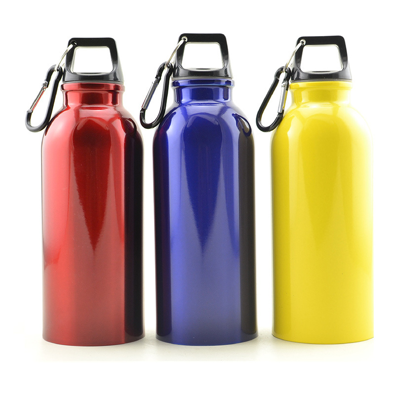 New Custom Logo Outdoor Portable Stainless Steel Aluminum Bicycle Sport Water Bottles With Carabiner Hook