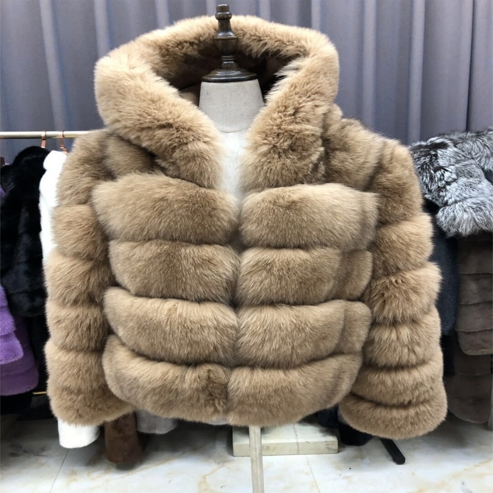 New winter warm clothes ladies fox fur oversize hoodie jacket quilted thicken overcoat Fox fur coat for women for women