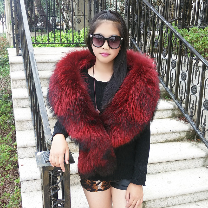 Customize Color Oversized Fur Trim Real Raccoon Fur Collar