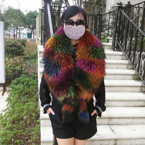 Customize Color Oversized Fur Trim Real Raccoon Fur Collar